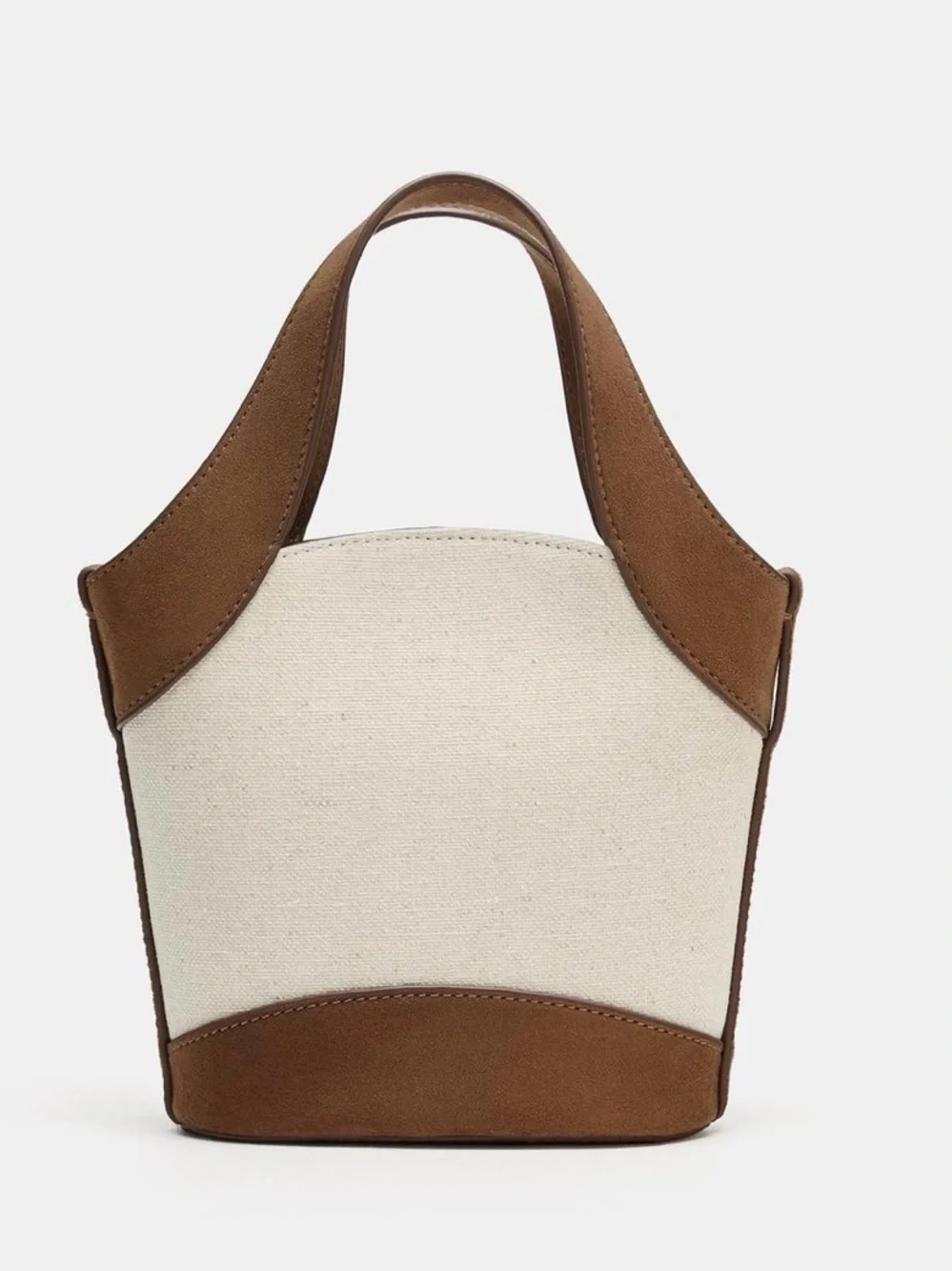 Zara Cream Canvas and Brown Leatherette Mini Crossbody. POP